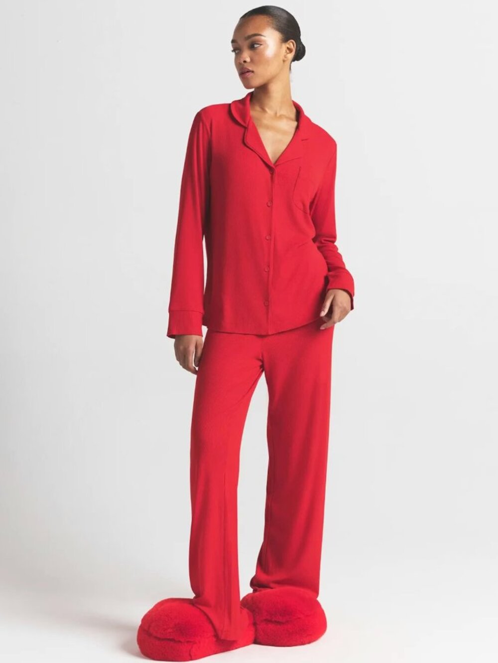 SKIMS soft lounge sleep set in CHERRY XS